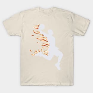 Basketball Player Dunking On Fire - White T-Shirt